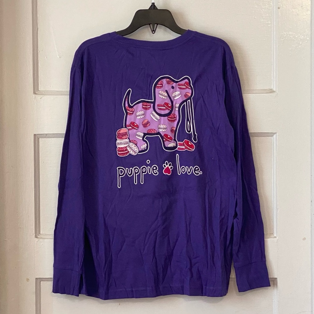 Puppie Love Purple Long Sleeve Crew Top Size Youth Large NWT